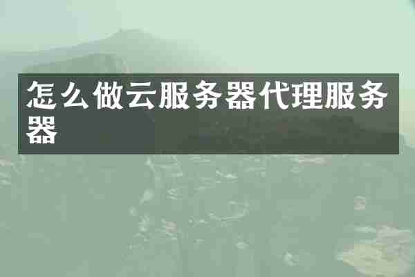 怎么做云服务器代理服务器