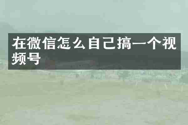 在微信怎么自己搞一个视频号