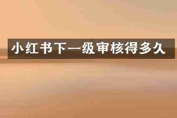 小红书下一级审核得多久