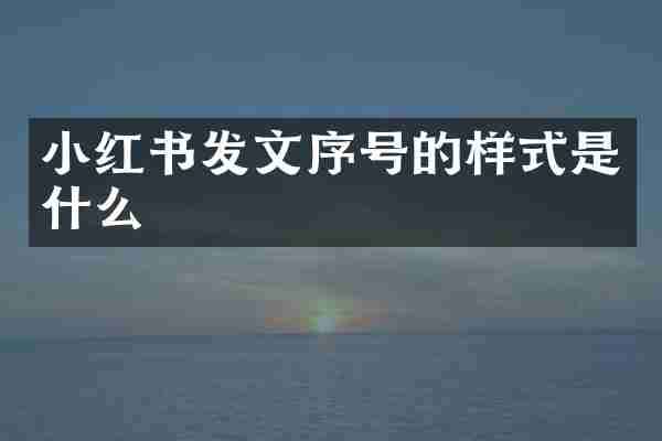 小红书发文序号的样式是什么