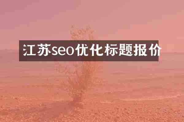 江苏seo优化标题报价