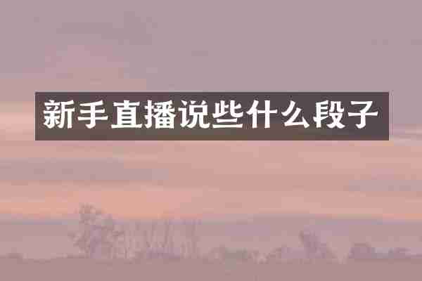 新手直播说些什么段子