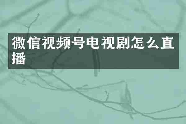 微信视频号电视剧怎么直播