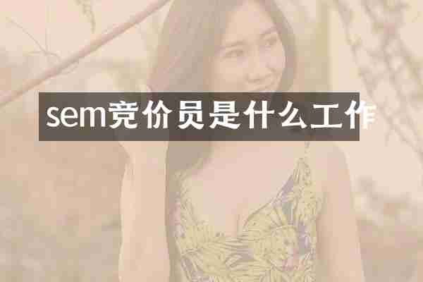 sem竞价员是什么工作
