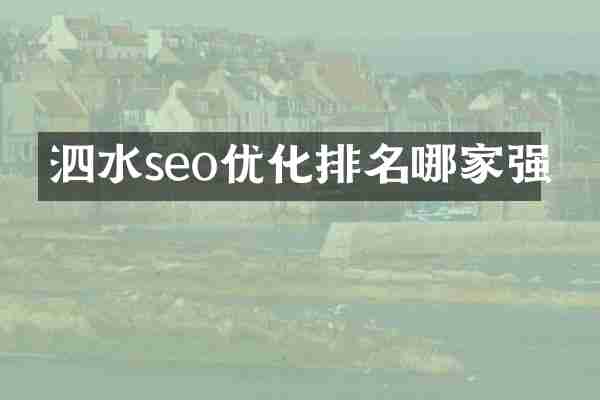 泗水seo优化排名哪家强