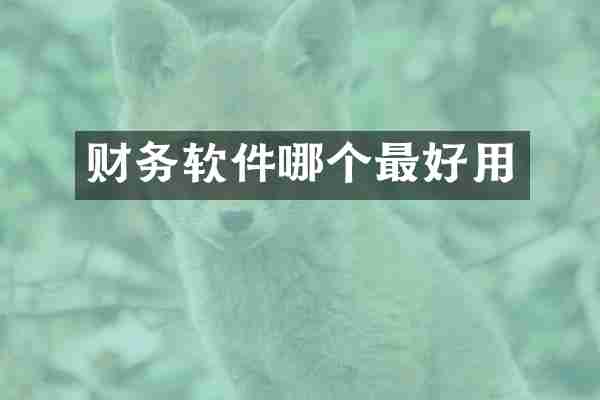 财务软件哪个最好用