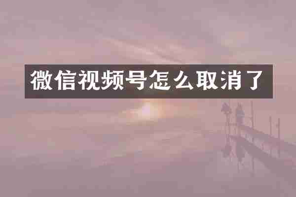 微信视频号怎么取消了