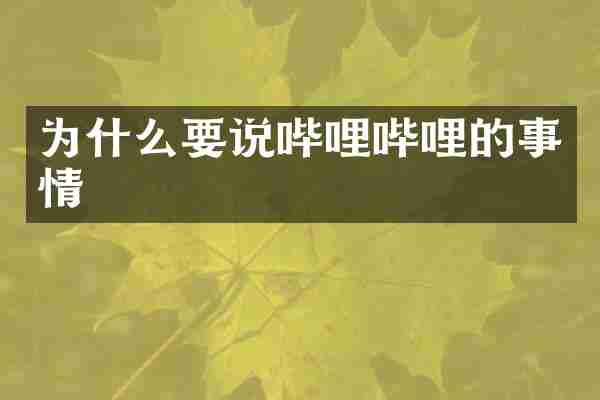 为什么要说哔哩哔哩的事情