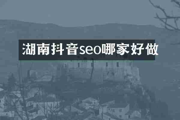 湖南抖音seo哪家好做
