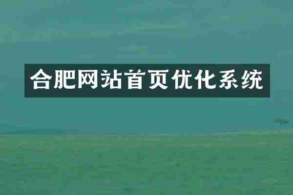 合肥网站首页优化系统
