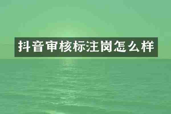 抖音审核标注岗怎么样