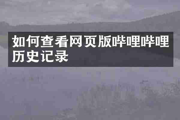 如何查看网页版哔哩哔哩历史记录