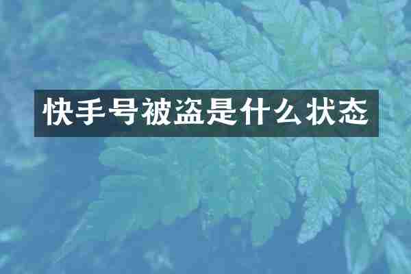 快手号被盗是什么状态