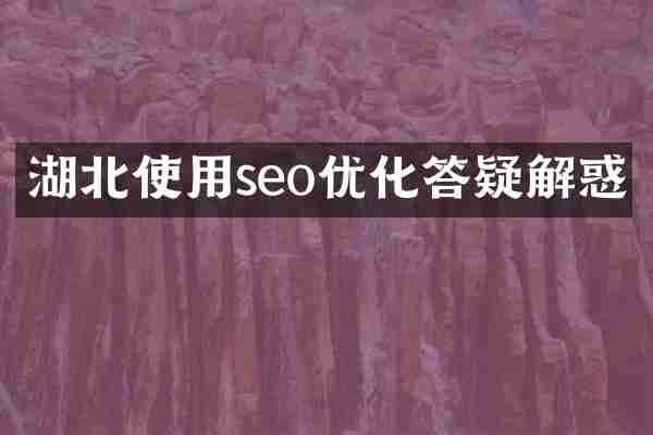 湖北使用seo优化答疑解惑