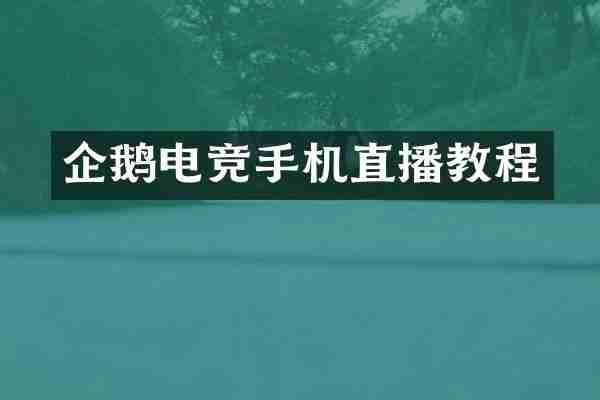 企鹅电竞手机直播教程