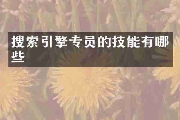 搜索引擎专员的技能有哪些