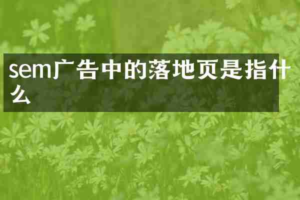 sem广告中的落地页是指什么