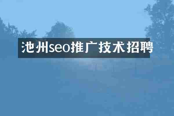 池州seo推广技术招聘