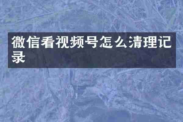 微信看视频号怎么清理记录