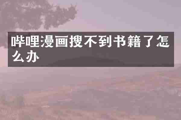 哔哩漫画搜不到书籍了怎么办