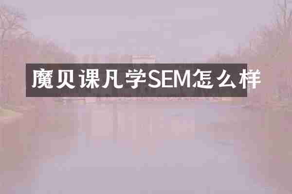 魔贝课凡学SEM怎么样