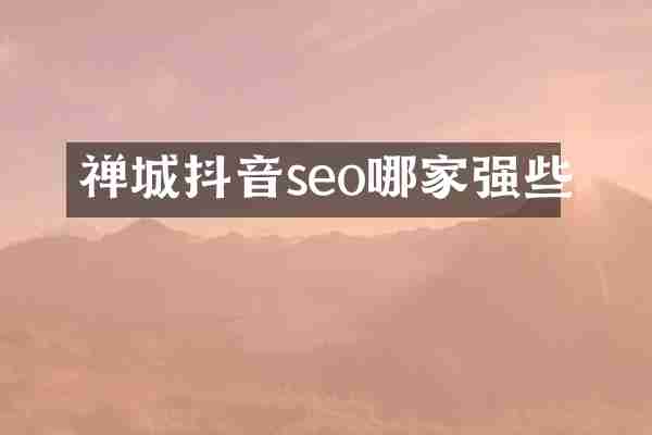 禅城抖音seo哪家强些