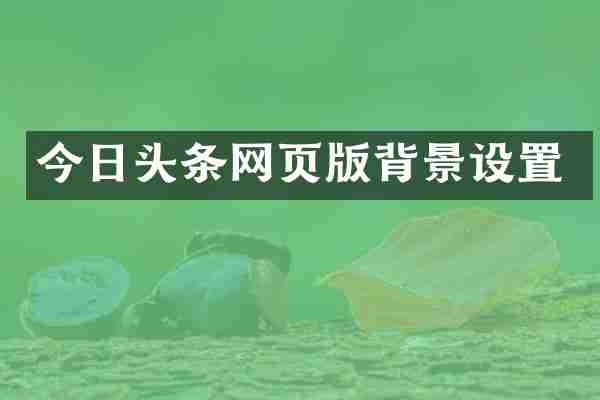 今日头条网页版背景设置