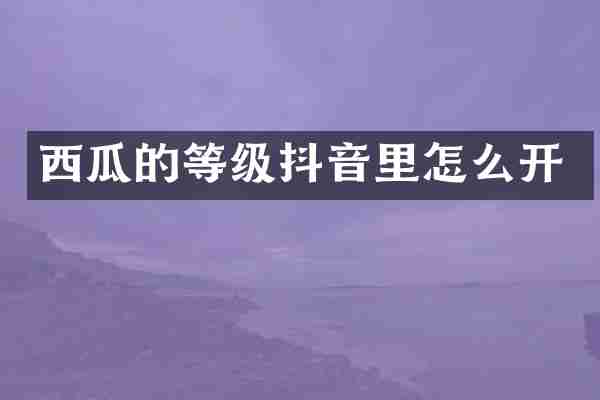 西瓜的等级抖音里怎么开