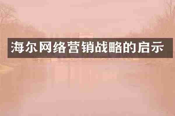 海尔网络营销战略的启示