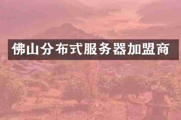 佛山分布式服务器加盟商