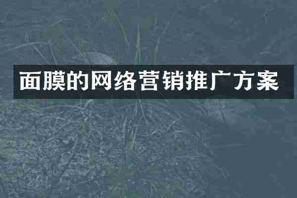 面膜的网络营销推广方案