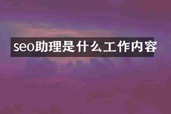 seo助理是什么工作内容
