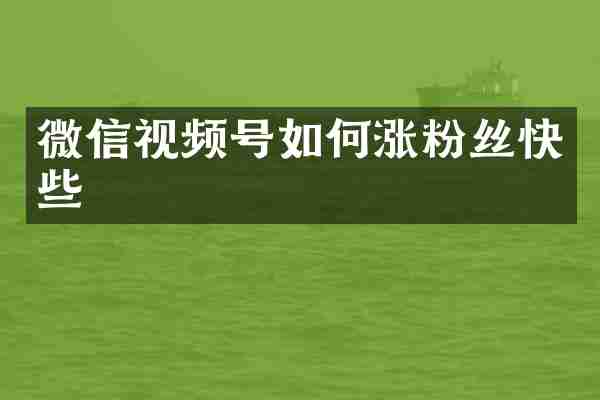 微信视频号如何涨粉丝快些