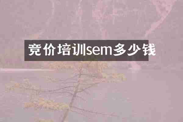 竞价培训sem多少钱