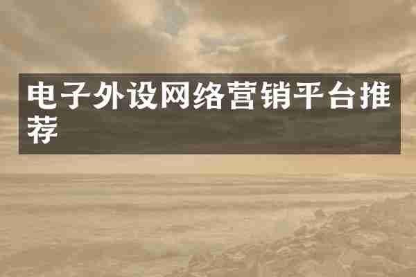 电子外设网络营销平台推荐