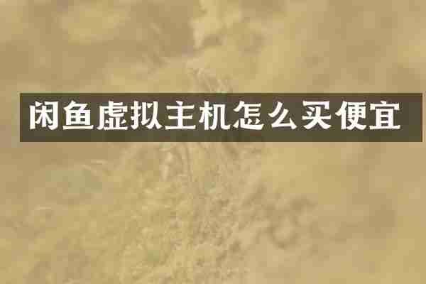 闲鱼虚拟主机怎么买便宜