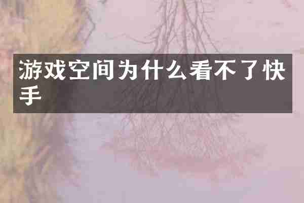 游戏空间为什么看不了快手