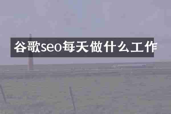 谷歌seo每天做什么工作