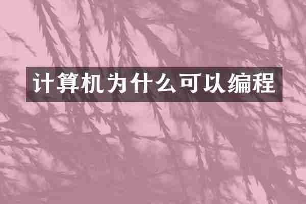 计算机为什么可以编程