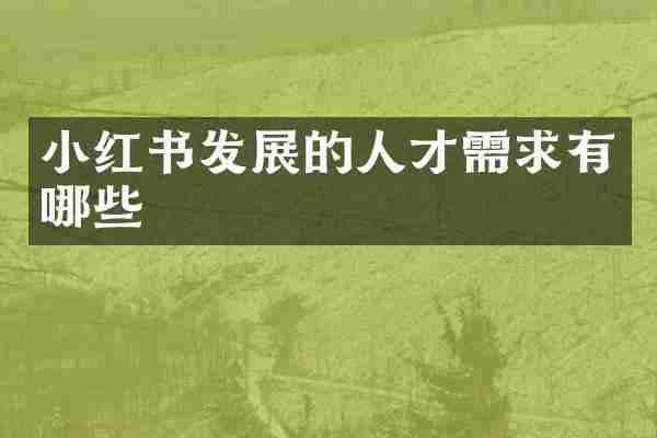 小红书发展的人才需求有哪些