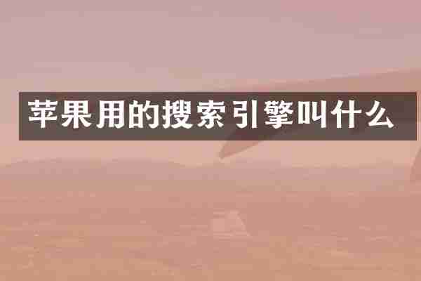苹果用的搜索引擎叫什么