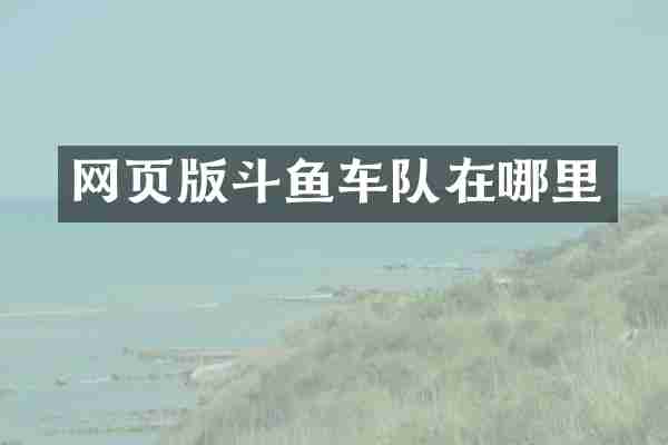 网页版斗鱼车队在哪里