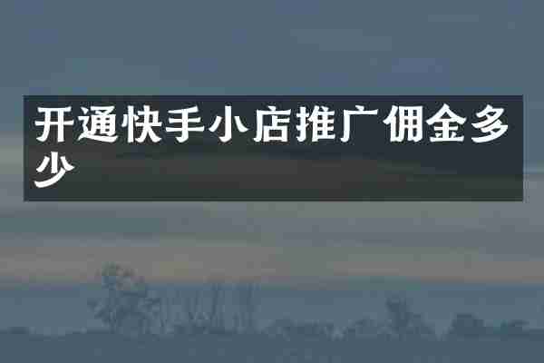 开通快手小店推广佣金多少