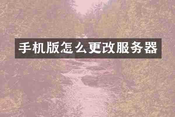 手机版怎么更改服务器