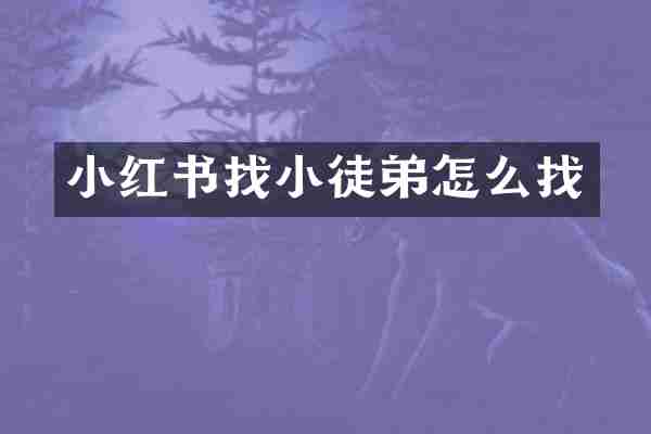 小红书找小徒弟怎么找