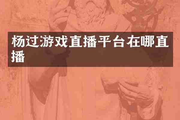 杨过游戏直播平台在哪直播