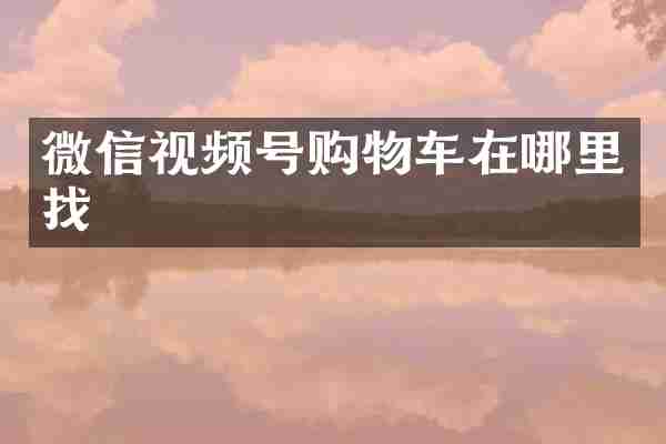 微信视频号购物车在哪里找