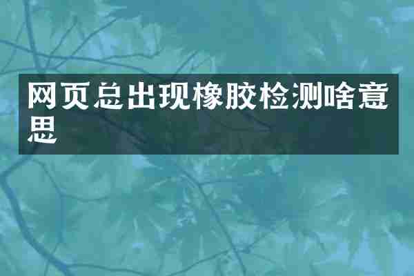 网页总出现橡胶检测啥意思