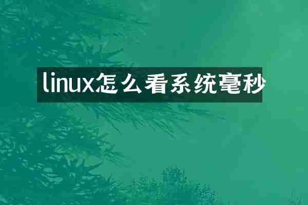 linux怎么看系统毫秒