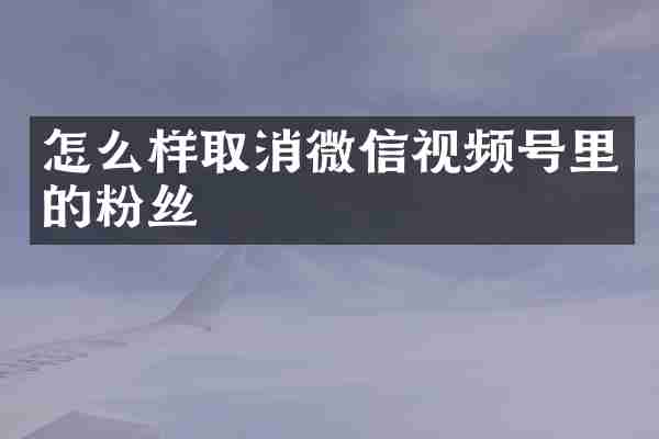 怎么样取消微信视频号里的粉丝
